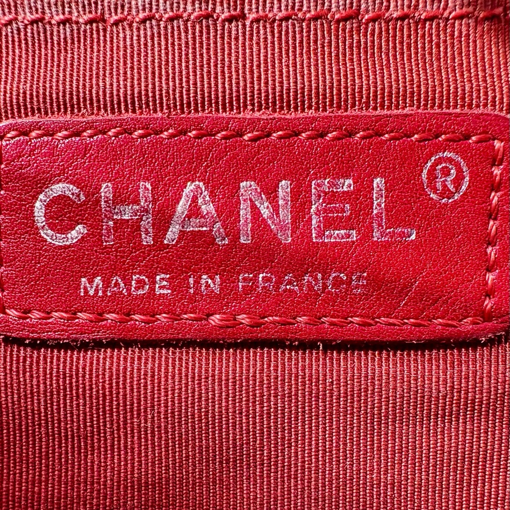 CHANEL Red Lambskin Chevron Flap Bag SHW Lion Hardware - Picture 14 of 16